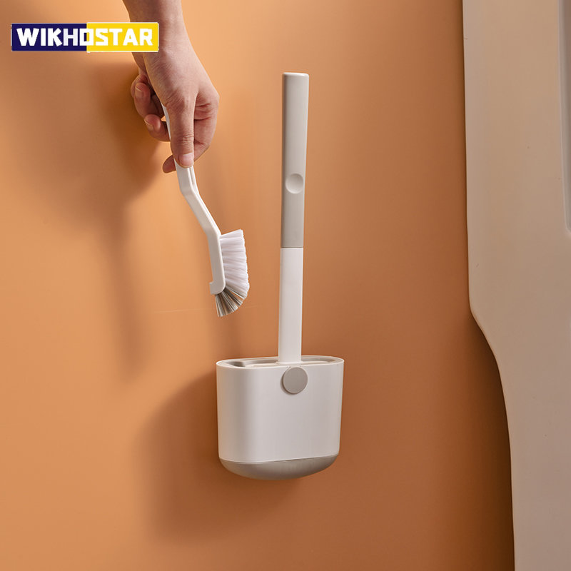Brush Bristle Set - WIKHOSTAR toiletborstelset wandgemonteerde toiletborstel met afvoerhouder