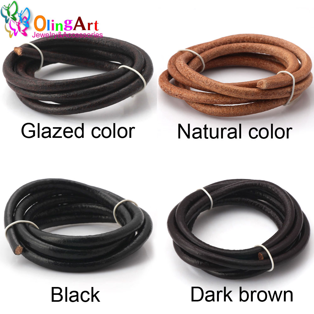 Patent Leather Shine - Olingart Dia 1.5/2/3/4/5/6Mm Zwart/Natuurlijke/Bruin/glazuur Lederen Ronde